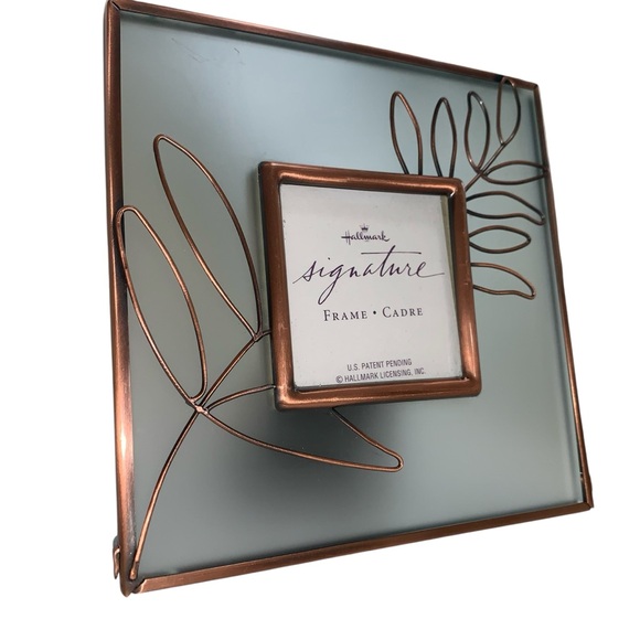 Copper Metal Frosted Glass Picture Frame Mini 2.25 Inch Photo Hallmark NWOT - Picture 6 of 11